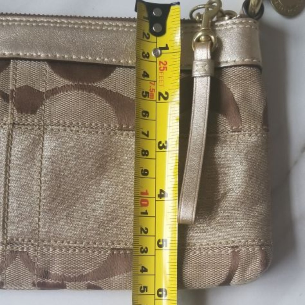 HOST PICK! Coach Signature Print Tan/Gold Handbag - Picture 5 of 8